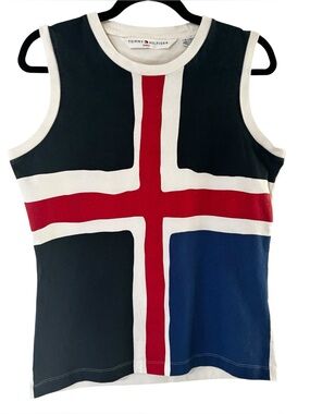 Y2k Tommy Hilfiger Flag Tank Top Size XL  Sleeveless Vintage Logo 2000s Cotton